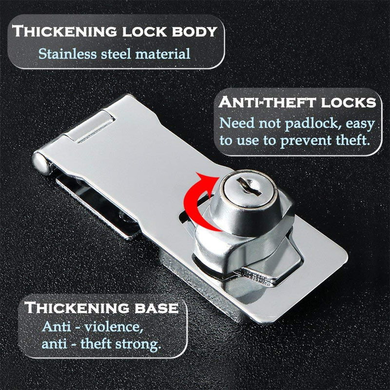  [AUSTRALIA] - 4 inch Keyed Hasp Lock， Twist Knob Keyed Locking Hasp for Doors Cabinets, Zinc Alloy Plated 4" Keyed Hasp Lock