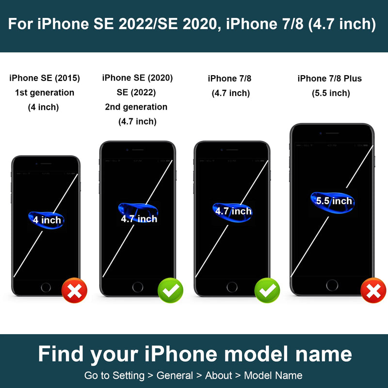  [AUSTRALIA] - Folosu for iPhone SE(2022) iPhone SE(2020) iPhone 7/8 Wallet Case with Card Holder, 360°Rotation Ring Holder Kickstand Protective RFID Blocking PU Leather Flip Shockproof Cover 4.7 Inch Black