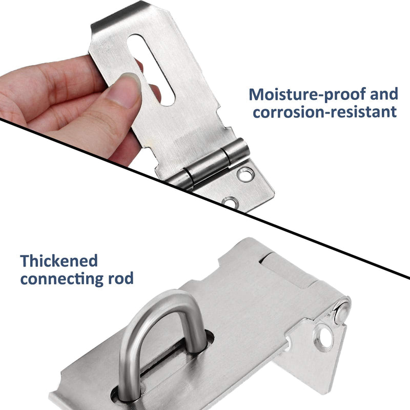  [AUSTRALIA] - 3 Inch Padlock Hasp, Seimneire 2pcs 304 Stainless Steel Door Locks Hasp Latch Drawer Latches Cabinet Clasp Lock, 2mm Extra Thick Brushed Finish Gate Lock Hasp 3 Inch, 2 Pack