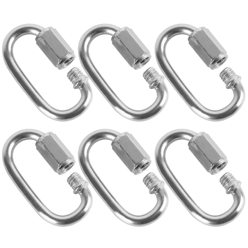  [AUSTRALIA] - 6 Pack Quick Link M5 5mm Stainless Steel Chain Connector by KINJOEK, Heavy Duty D Shape Locking Looks for Carabiner, Hammock, Camping and Outdoor Equipment (Max. Load 648 Lb) 6 Pack M5