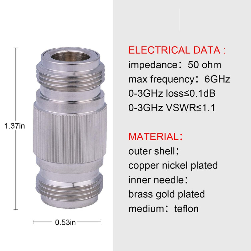  [AUSTRALIA] - 10PCS N-Female to N-Female Connector RF Coax Cable Adapter Barrel Connectors Double Female Connector Plug by XRDS-RF(NOT for TV)