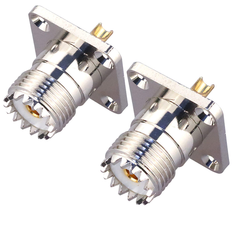  [AUSTRALIA] - TUOLNK 2 Pack SO239 UHF Female 4 Hole Chassis Mount Connector Flange Panel UHF RF Coax Adapter UHF Female Plug PL259 Solder Cup Coaxial Connector UHF Adapter UHF Female Connector