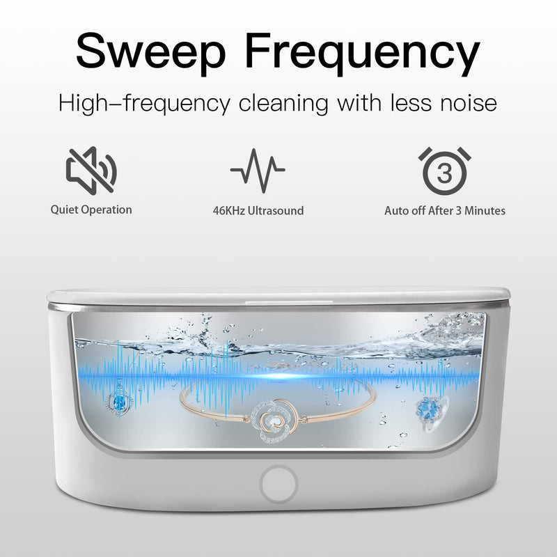  [AUSTRALIA] - I clean Ultrasonic Jewelry Cleaner, 17 Ounces(500ML), 46KHz Portable and Low Noise Professional Ultrasonic Cleaner with One Key Button for Cleaning Jewelry, Ring, Silver, Retainer, Eyeglass, Watches