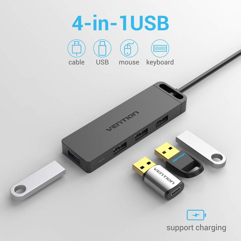 USB Hub, VENTION 4-Port USB 3.0 Hub Ultra-Slim Data USB Splitter [Charging Supported] Compatible with MacBook, Laptop, Surface Pro, PC, Flash Drive, Mobile HDD (0.5FT/0.15M) USB 3.0 HUB 0.5FT - LeoForward Australia