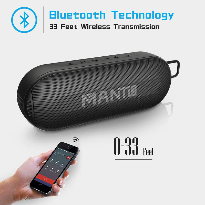 Portable Bluetooth Speaker, MANTO Durable HD Stereo & Bass Wireless Speakers [20 Hours Playtime] [Micro SD Card Slot] [Built-in Mic for Hands-Free Call] [IPX6 Waterproof] - LeoForward Australia