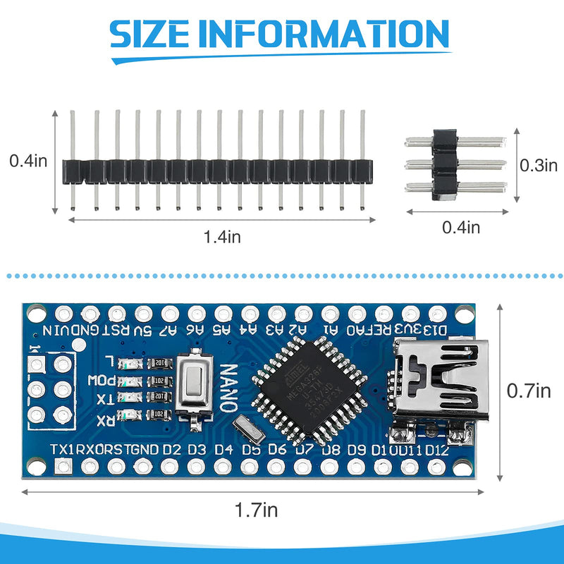  [AUSTRALIA] - Weewooday 6 Pieces Nano Board V3.0 ATmega328P Without Cable Compatible with Arduino Nano V3.0 with Pin Headers Pin Unsoldered