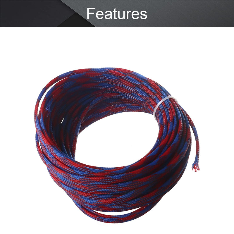  [AUSTRALIA] - Othmro 10m/32.8ft PET Expandable Braid Cable Sleeving Flexible Wire Mesh Sleeve Blue Red 6mm*10m