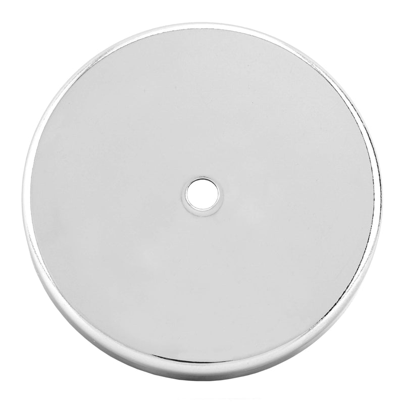  [AUSTRALIA] - Master Magnetics Round Base Magnet Fastener with 0.278" Center Hole Chrome Plate, 2.64" Diameter, 0.375" Thick, 65 Pounds, Silver (Pack of 3), RB70CX3