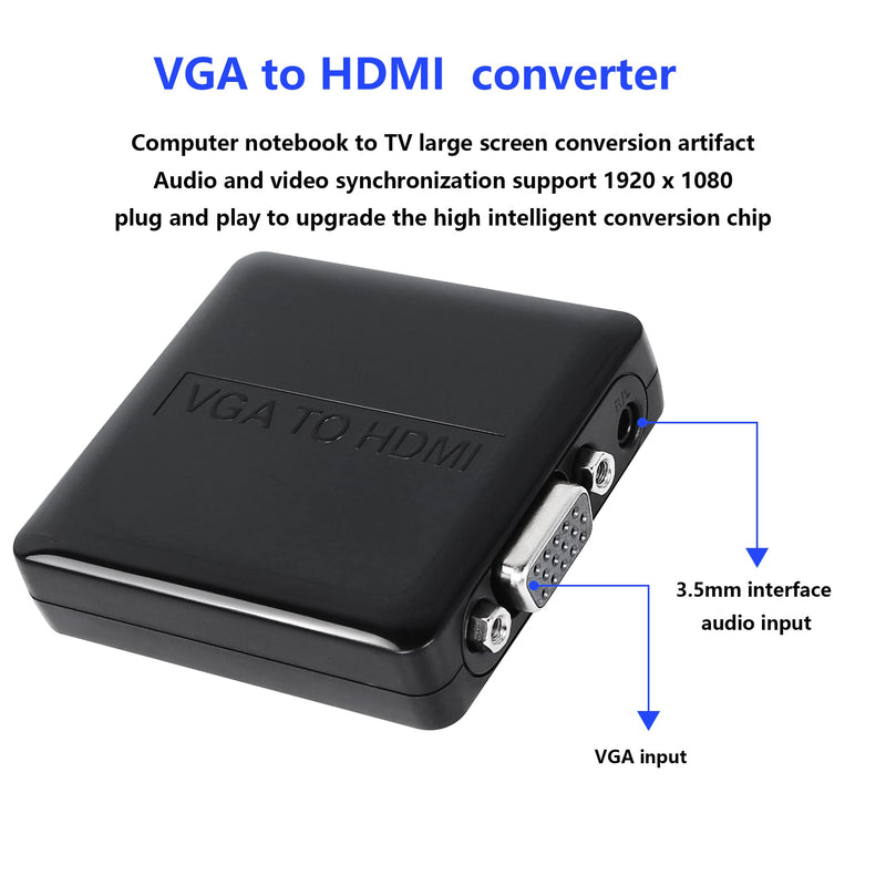  [AUSTRALIA] - SinLoon VGA to HDMI, Mini VGA+R/L to HDMI Converter Audio Video Adapter Box with USB Cable,1920x1200,for PC Laptop Dispaly Projector（VGA to HDMI）
