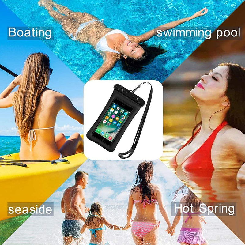  [AUSTRALIA] - Jmart Floating Waterproof Phone for Samsung Galaxy S21 Ultra S20 Plus S10 S9 Note 20 A01 A11 A21 A51 A71 A02S A12 A32 A42 A52 iPhone 13 Pro Max 12 11 XS XR 7 8+ Stylo 6 Cell Phone Dry Bag Case-Black Black