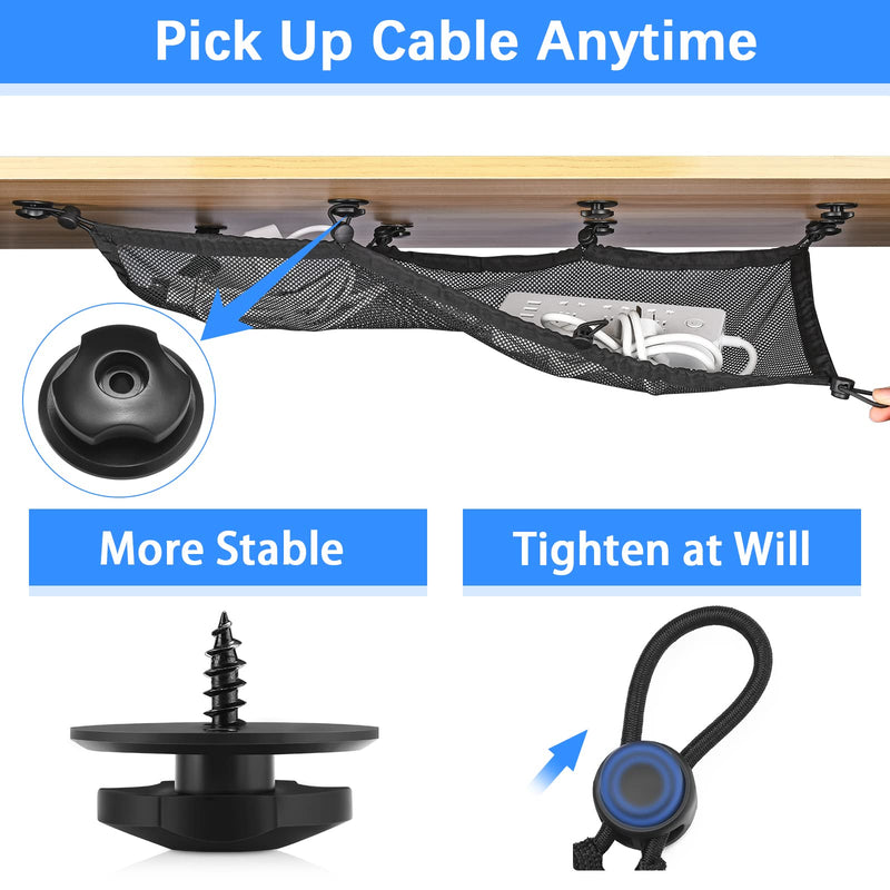  [AUSTRALIA] - Cable Management Net Under Desk Kit, ZZM Privacy Mesh Cable Manager Flexible Under Desk Wire Net Large Capacity Cord Organizer Net for Office,Standing Desk, Home