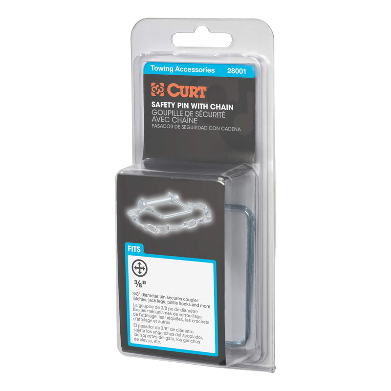  [AUSTRALIA] - CURT 28001 Trailer Coupler Pin with 12-Inch Chain, 3/8-Inch Diameter x 2-3/4-Inch Long