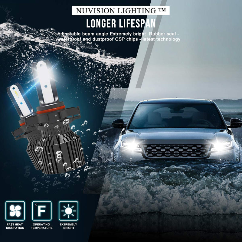  [AUSTRALIA] - NUVISION LIGHTING Pair 9005 HB3 10000 Lumens 60W LED Headlight High/Low Beam Fog Lamp Light Bulbs Conversion HID Kit with Fan (NVL-CFS-9005) 9005/HB3/H10