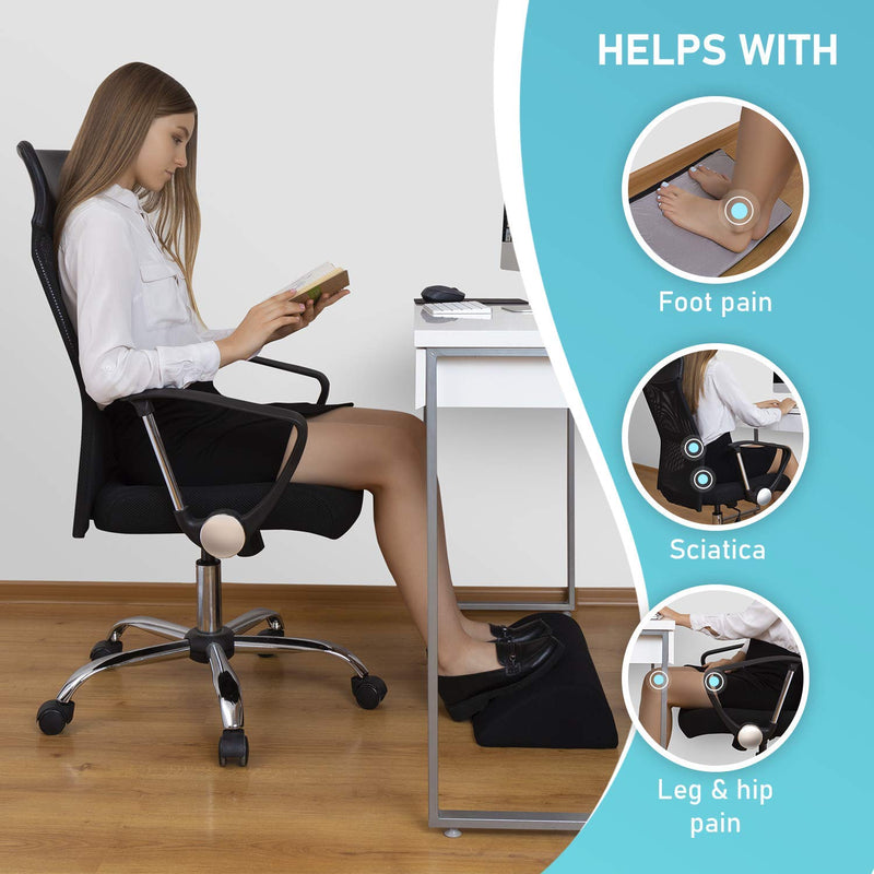 Foot Rest Under Desk Cushion - Teardrop Curve Design - Ergonomic Pad for Extra Leg Support - Breathable Mesh Cover - Non-Slip Bottom - Foot Stool for Home and Office - LeoForward Australia