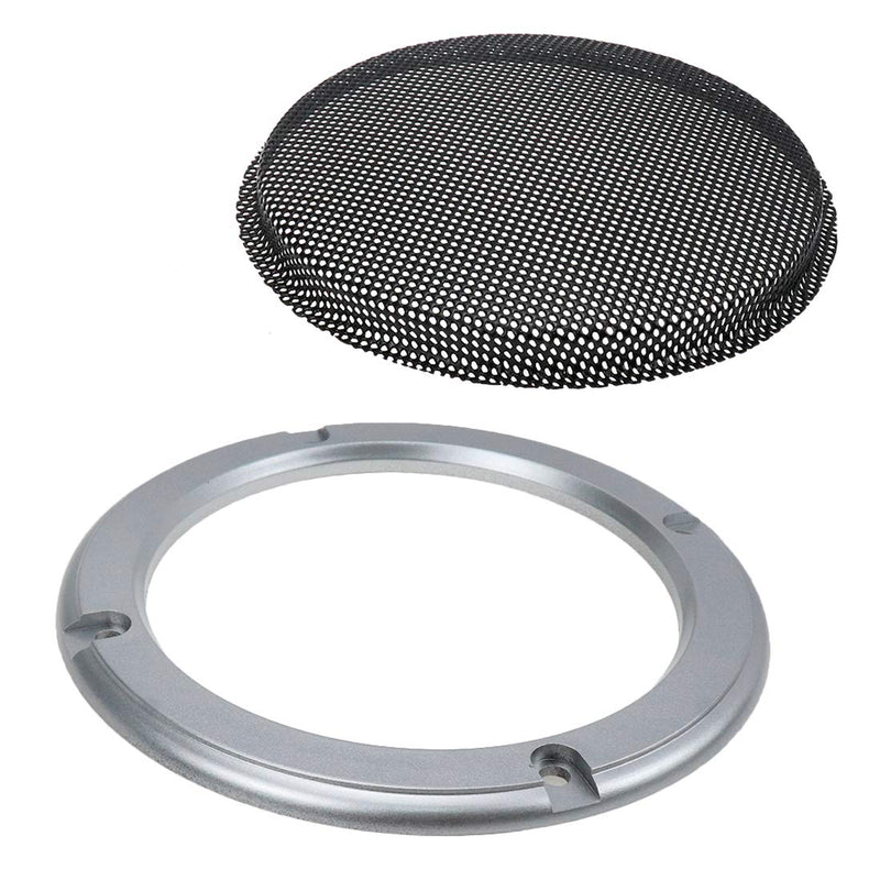  [AUSTRALIA] - Bitray 4 Inch Car Speaker Grill Cover Guard Protector with Black Mesh Speaker Silver Metal Decorative Circle with 8 Screws,2PCS