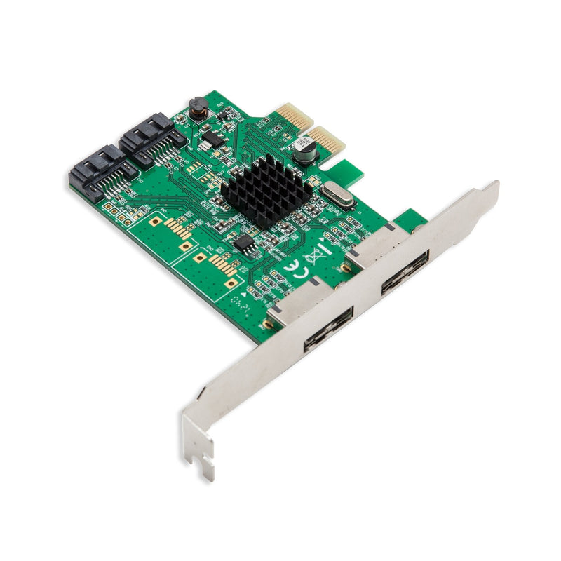  [AUSTRALIA] - IO CREST SI-PEX40058 2 Port SATA III 2 Port eSATA III PCIe 2.0 x2 HyperDuo Controller Card Green 2+2 port Marvell