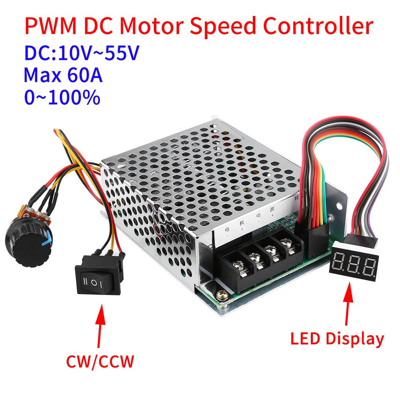  [AUSTRALIA] - DC Motor Speed Controller, DC10V-55V PWM Reversible Motor Controller Switch with Digital Display