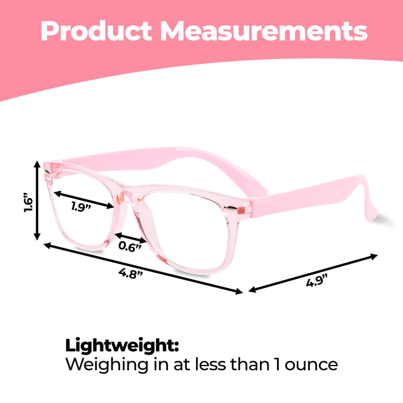 Ava & Ethan Blue Light Glasses for Kids, Blue Light Blocking for Computer/Gaming (Ages 3-12) Transparent Pink - LeoForward Australia