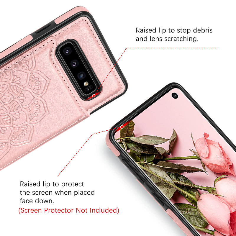  [AUSTRALIA] - BENTOBEN Samsung Galaxy S10 Wallet Case, PU Leather Heavy Duty Rugged Shockproof Protective Cases with Card Slots Cash Holder Phone Case for Samsung Galaxy S10 6.1 Inch, Rose Gold C372-Rose Gold