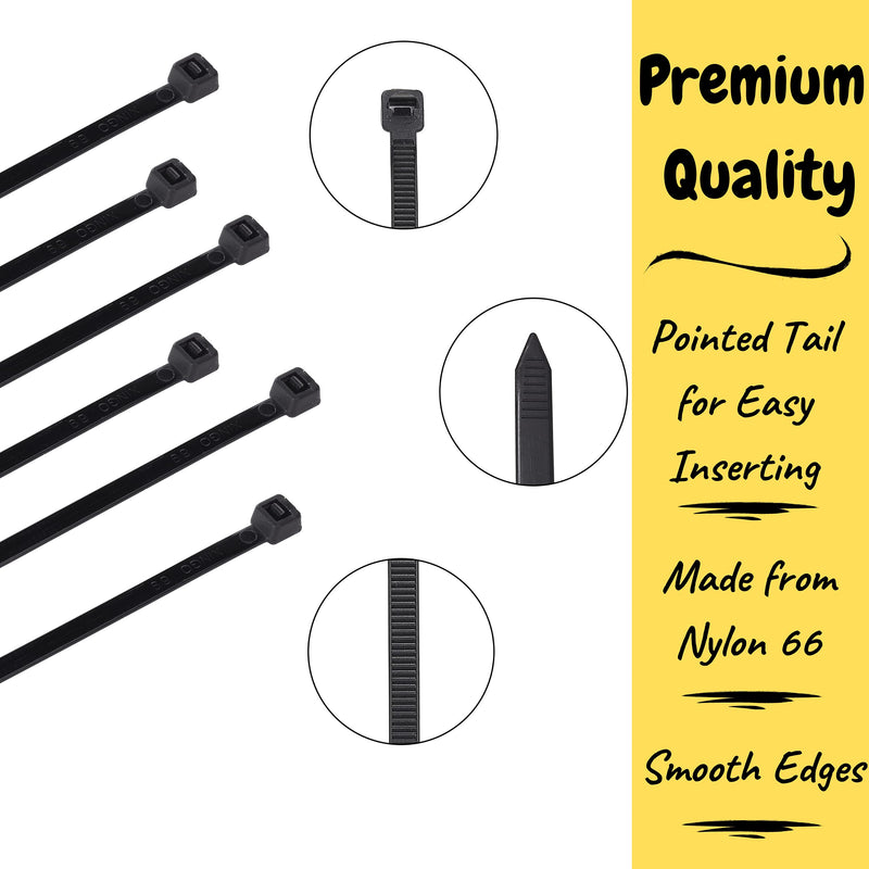  [AUSTRALIA] - Bates- Cable Zip Ties, 200 Pack, 4 Inch, Zip Ties, Zipties, Cable Tie, Plastic Ties, Tie Wraps, Electrical Cable Ties, Plastic Zip Ties, Black Zip Tie, Plastic Straps, Wire Ties, Cord Ties