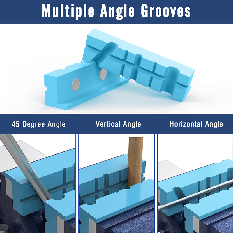  [AUSTRALIA] - Housolution 4 Inch Magnetic Vise Jaw Pads Covers, [2-PACK] Retention Vice Jaw Pads Universal Jaw Covers with Multiple Angle Grooves Design, Vice Soft Jaws for Woodworking, Jewelry Making, Plumbing 4inch