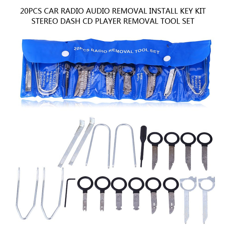 20pcs Radio Removal Key Tool, Universal Car Radio Audio Removal Install Key Kit for VW/Audi/Mercedes Benz/Renault/Alpine Becker - LeoForward Australia