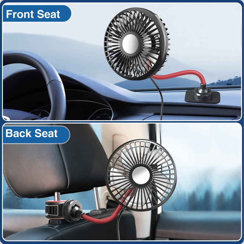  [AUSTRALIA] - Trustnice Car Fan, USB Portable Fan for Car Backseat Fan, 360 Degree Rotatable 3 Speeds Strong Wind 5V Quiet Ventilation Fan with Adjustable Clip Electric Car Seat Fan for Vehicles RV SUV Truck Black+Red