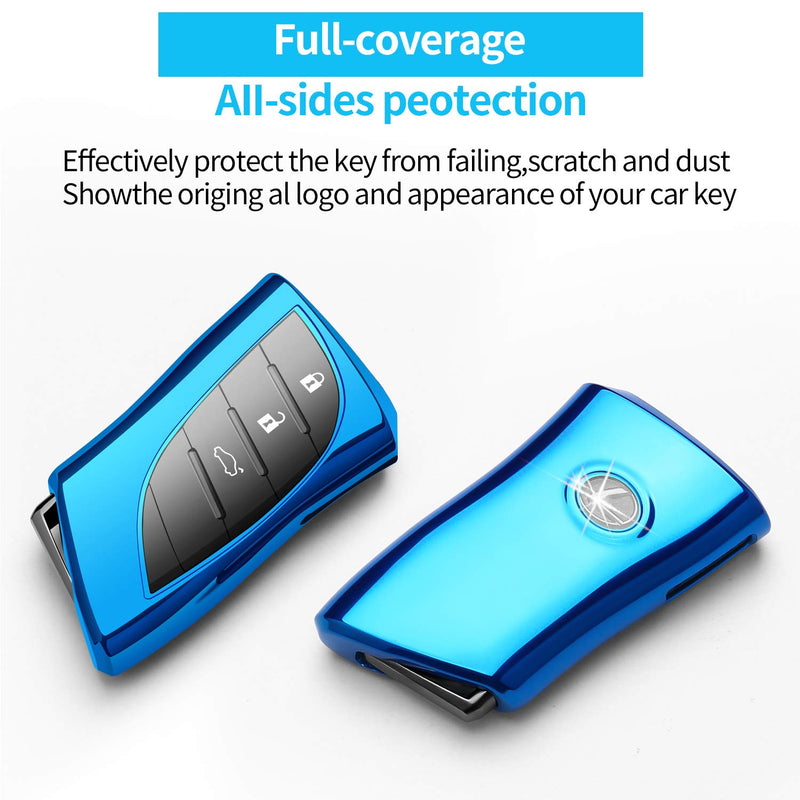 Autophone for Lexus Key fob Cover with Keychain Soft TPU 360 Degree Protection Key Case Compatible with 2018 2019 2020 Lexus UX200 LS500 LS500H LC500 LC500h ES300h ES350 Smart Key(Blue) Blue - LeoForward Australia