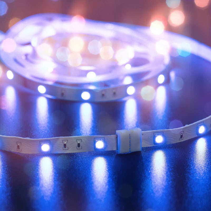  [AUSTRALIA] - 10 Pcs 4-Pin RGB LED Light Strip Connectors JACKYLED PBC 10mm Wide Gapless LED Tape Light Clips Solderless Adapter Connectors for SMD 5050 Multicolor LED Strips (White) All White 10