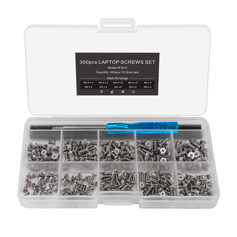  [AUSTRALIA] - Mcsher 300pcs Laptop Notebook Screws Kit Set for HP Dell Lenovo Samsung Sony Toshiba Gateway - Silver