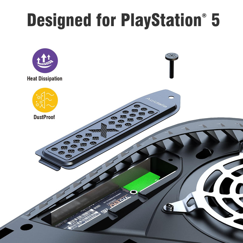  [AUSTRALIA] - ACIDALIE Metal Cooling and Dust Proof Cover for Playstation 5 M.2 SSD Expansion Slot,Suitable for All PS5 M.2 NVMe SSD Heatsink,New Breathable Hole