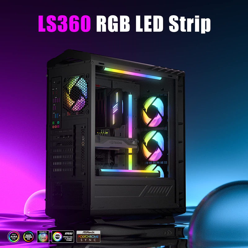  [AUSTRALIA] - upHere ARGB LED Strip for PC with 5V 3-pin ARGB LED Header and SATA Adapter,Compatible with Aura SYNC, Gigabyte RGB Fusion, MSI Mystic Light Sync(360MM/14.17IN) 360MM/14.17IN