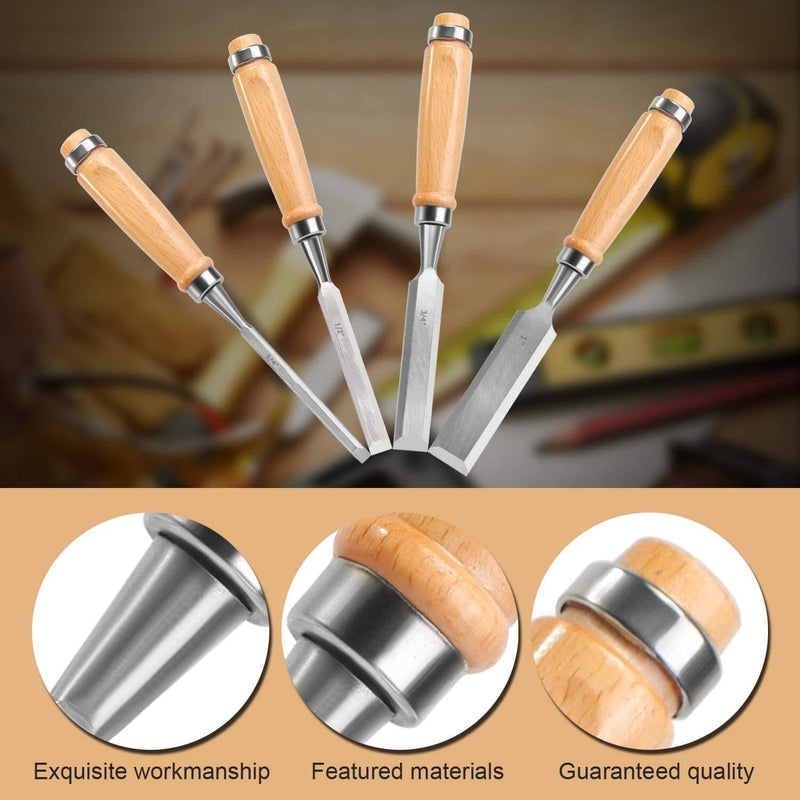  [AUSTRALIA] - Wood Chisel Metal File,1/4,1/2,3/4,1Inch Chisel Set,Needle Files Set with Flat,Flat Warding,Square,Triangular,Round,Half-Round Files for Carving,Woodworking,Craftsman-10pcs Hand Chisel+File Set