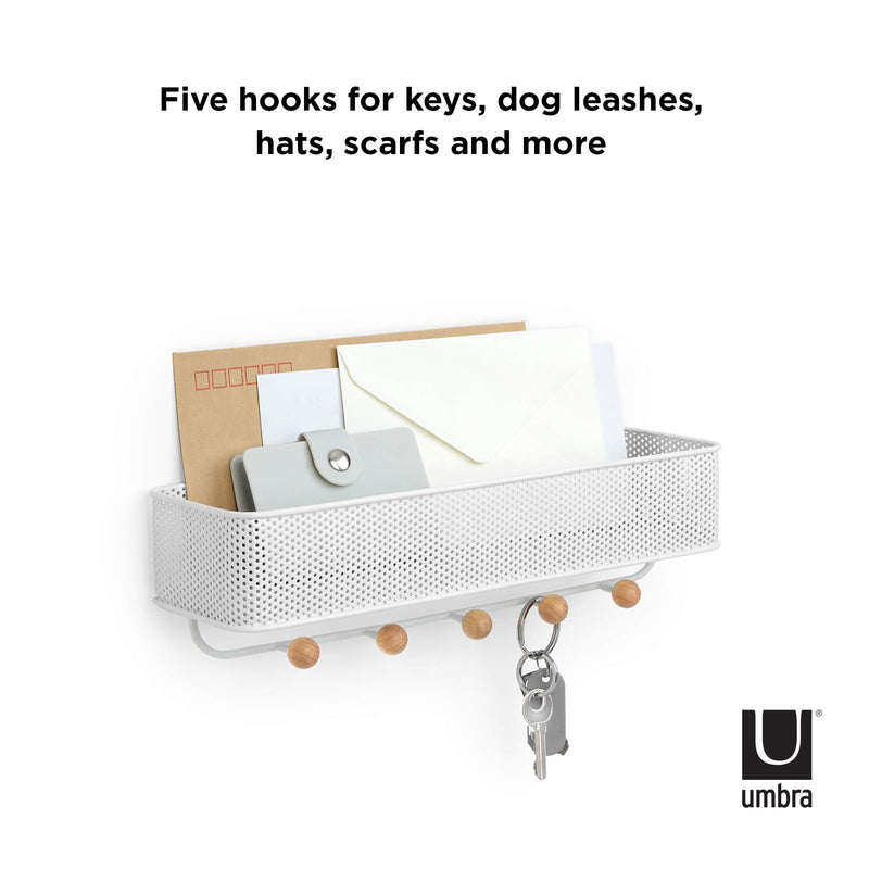 Umbra Estique Entryway Organizer, Great for Storing Keys, Small Accessories, Mail, Wallets and More, White Finish - LeoForward Australia