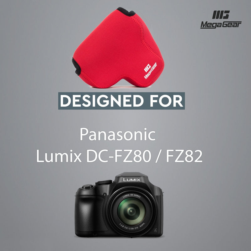  [AUSTRALIA] - MegaGear Panasonic Lumix DC-FZ80, FZ82, DC-FZ70, FZ72 Ultra Light Neoprene Camera Case, with Carabiner - Red - MG1169