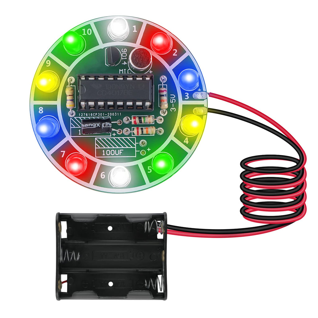  [AUSTRALIA] - Soldering Project DIY Electronic Kits - MakerHawk Circuit Board Practice Kit Colorful LED Spinning Wheel Rotate with Music for Adults Kids Beginners Girlfriend Spinning LED