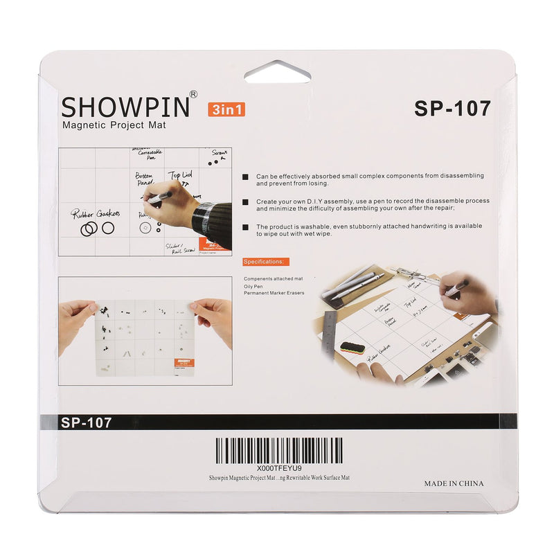  [AUSTRALIA] - Showpin Magnetic Project Mat Prevent Small Electronics Losing Rewritable Work Surface Mat Professional Cell Phone, Laptop, Computer Repair Mat for iPhone, Macbook 9.8 x 7.9 inch