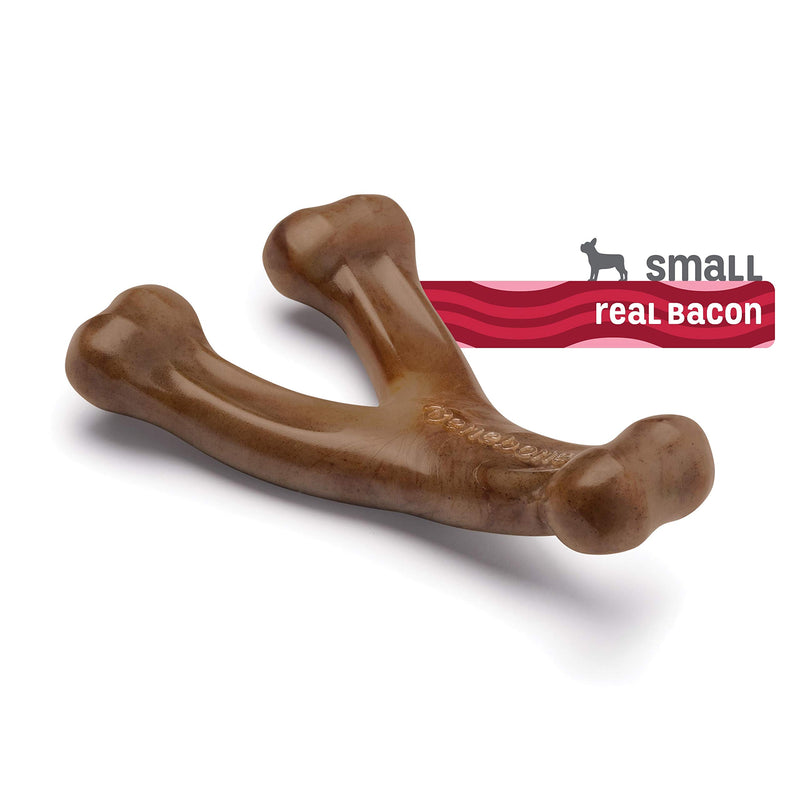 Benebone Real Bacon Durable Wishbone Dog Chew Toy for Aggressive Chewers, Made in USA Small - LeoForward Australia
