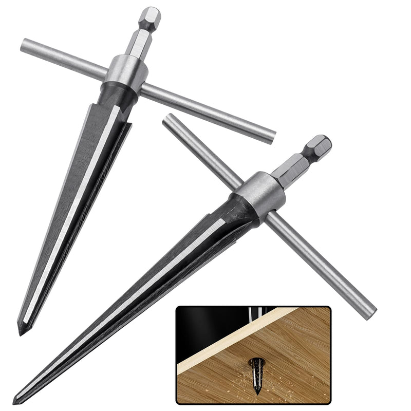  [AUSTRALIA] - Bestgle 2 pieces conical reamer 1/4" handle T-shape cone cutter carbon steel cone hand reamer for reaming with a diameter of 3mm-13mm, 5-16mm