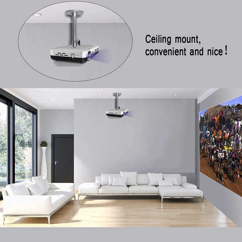  [AUSTRALIA] - 2-Be-Best Mini Projector Mount Universal Projector Ceiling Wall Mount 360° Rotation Projector Stand Compatible with QKK, DR.J, DBPOWER, NICPOW, AAXA, Jinhoo, XGIMI, PVO, TMY, AuKing Projectors Silver