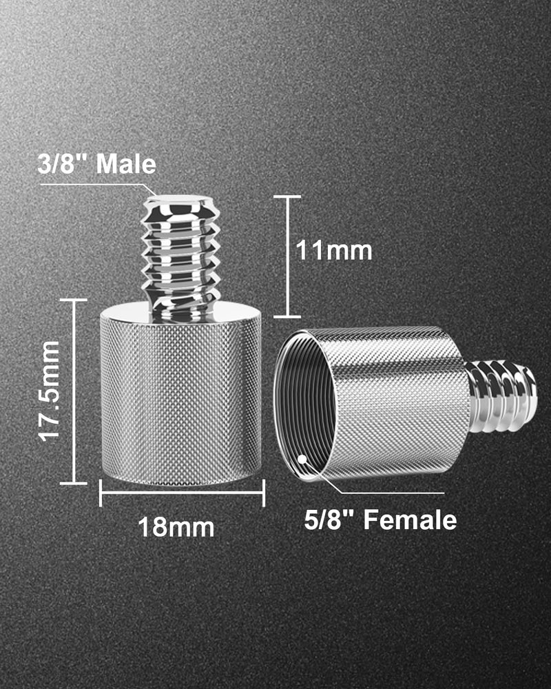  [AUSTRALIA] - Boseen Mic Thread Screw Adapter, 3/8" Male to 5/8" Female Converter Threaded Screw Adapter for Microphone Stands and Mounts, 2PCS
