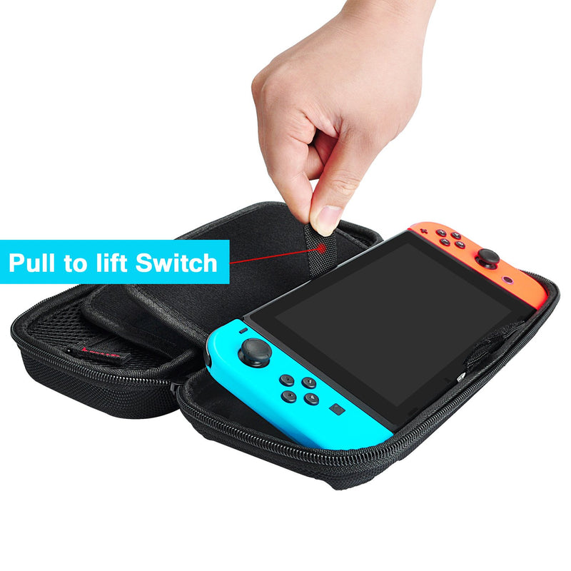  [AUSTRALIA] - DAYDAYUP Hestia Goods Switch Carrying Case Compatible with Nintendo Switch, with 20 Games Cartridges Protective Hard Shell Travel Carrying Case Pouch for Nintendo Switch Console & Accessories, Black