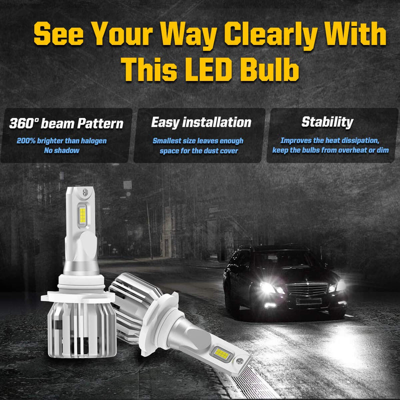  [AUSTRALIA] - LASFIT 9005 HB3 LED Headlight bulbs, High Beam Conversion Kit Super Bright 6000K Cool White, New Upgrade LC Plus Version All in One led Headlamp, Mini Size Plug and Play