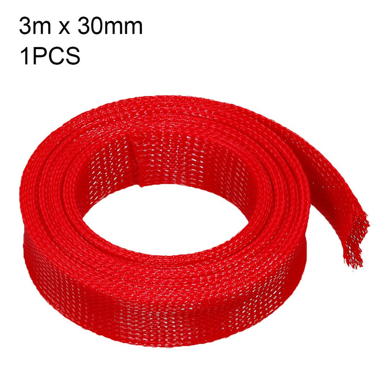  [AUSTRALIA] - uxcell Expandable Sleeving, 30mm Dia 10ft Cable Sleeve, Red