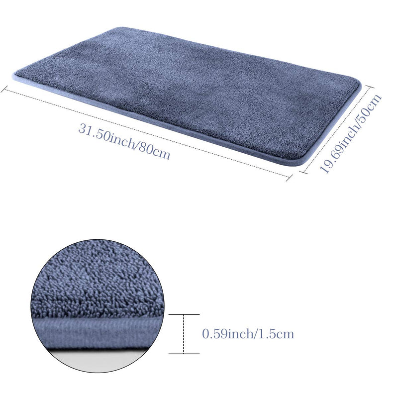  [AUSTRALIA] - Lewondr Memory Foam Bath Mat, Non Slip Absorbent Bath Rug Super Cozy Plush Bathroom Rug Carpet Machine Wash Shower Bath Rug 19.7"x31.5"(50x80cm), Blue