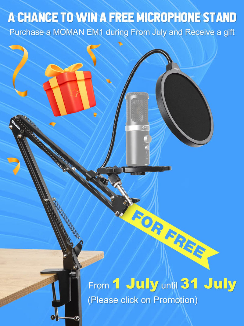  [AUSTRALIA] - Microphone with Support, Moman EM1 Microphone USB PC with Mic Stand Support