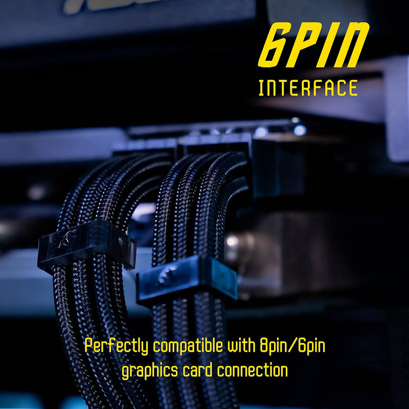  [AUSTRALIA] - ASIAHORSE 18AWG Power Supply Sleeved Cable /24pin ATX /4+4pin EPS /2 x 6+2pin PCI-E PSU Extension Cable Kit 30cm Length with Two Color Combs, Black(11.8inch/30cm) 4 packs