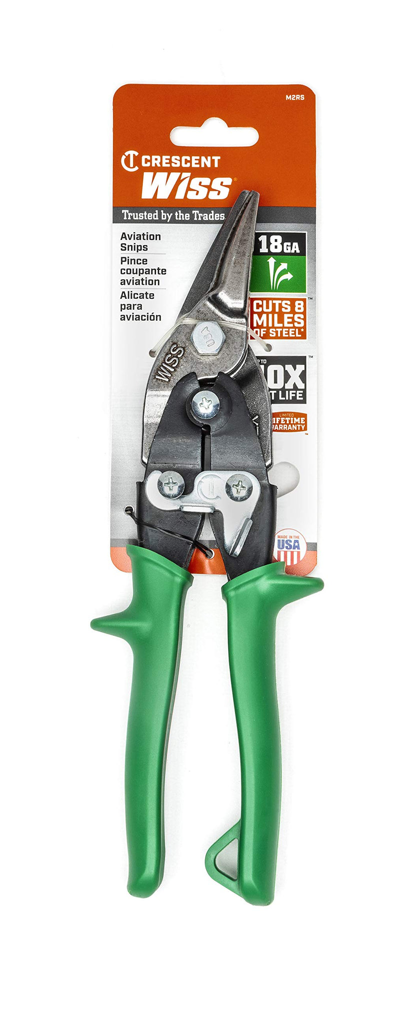 Crescent Wiss 9-3/4" MetalMaster Compound Action Straight and Right Cut Aviation Snips - M2R, Multi, One Size - LeoForward Australia