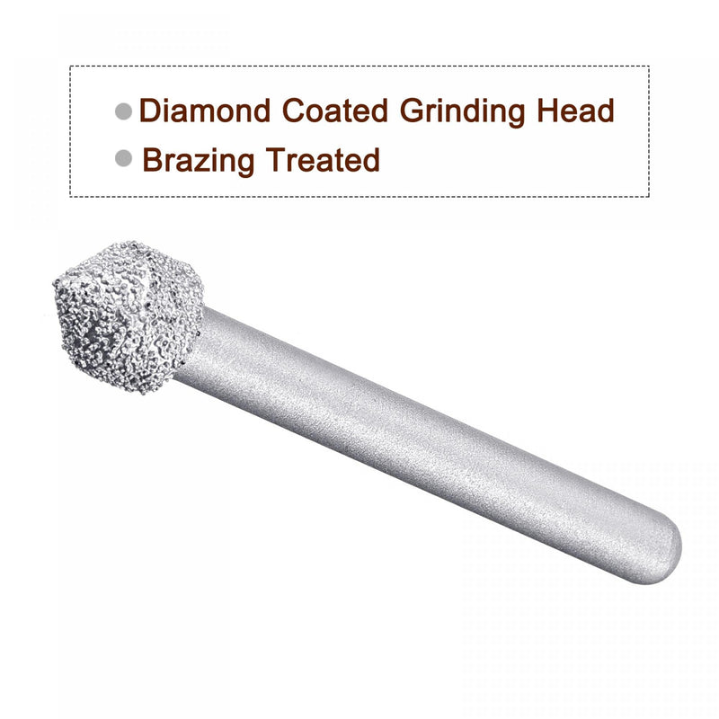  [AUSTRALIA] - uxcell Diamond Mounted Points 60 Grit 10.5mm Brazed Grinder Cone Head 6mm Shank Grinding Rotary Bit Marble Stone Carving Tool 2pcs