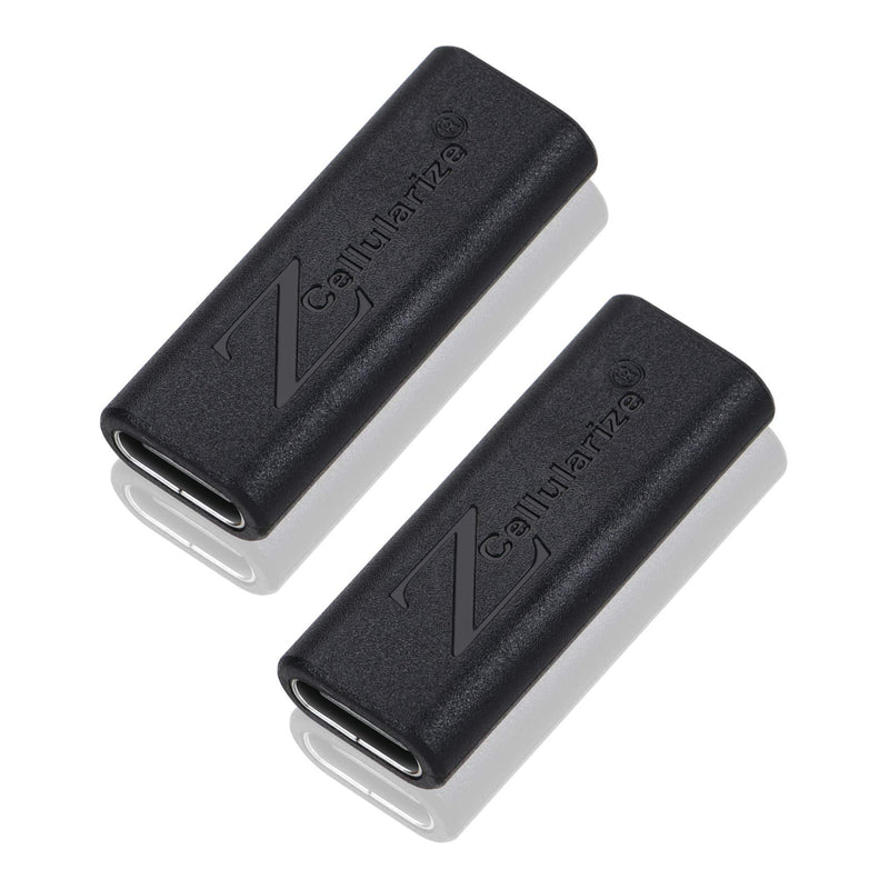  [AUSTRALIA] - Cellularize USB C Female to Female Adapter (2 Pack) PD 100W Quick Charge Type C Coupler Extender Extension Connector for Thunderbolt 3 MacBook, Nintendo Switch, Samsung 2 Pack Black